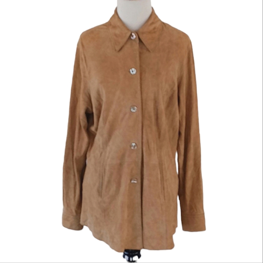 ISABELLA BIRD Suede Button Down Collared Jacket